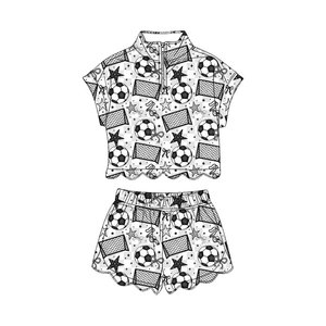 GSSO3702 Ensemble d'été personnalisé pour petite fille, imprimé château et nœuds roses, vêtements pour enfant à manches courtes - Product Image 2