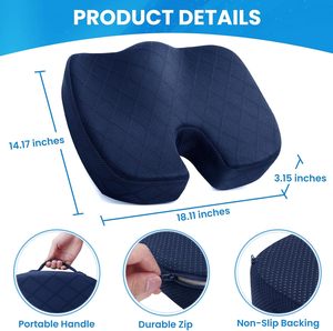 Coussins de <span class=keywords><strong>siège</strong></span> de voiture <span class=keywords><strong>Coussin</strong></span> de <span class=keywords><strong>siège</strong></span> en mousse à mémoire de forme pour tout le monde Coccyx Soulagement de la douleur à la hanche pour les travailleurs assis longtemps Conducteurs Sciatique - Product Image 2