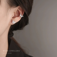 Boucles d'oreilles clous papillon style forêt ED997 en argent sterling S925 incrustées de zircon, plaquées rhodium, unisexes, Christian