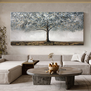 Grande toile abstraite d'<span class=keywords><strong>arbre</strong></span> argenté, art mural moderne de luxe, peinture de paysage peinte à la main pour salon, chambre, hôtel - Product Image 3