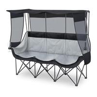 Chaise pliante moderne portable en métal pour les loisirs en plein air inclinable Canopy Triple Camping Dossier Sofa pour se prélasser au soleil en plein air