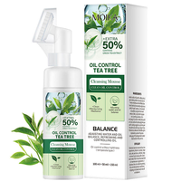 Mousse Nettoyante Contrôle Sébum à l'Huile d'Arbre à Thé en Gros avec Brosse en Silicone, 50% Extrait de Thé Vert, Nettoyant Visage Marque Privée