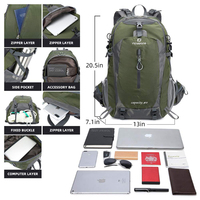 Sac à dos de randonnée 40L pour hommes et femmes, sac à dos de camping extérieur imperméable et léger