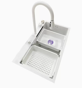Nuovo prodotto raccomandazione Multi-funzione <span class=keywords><strong>bianco</strong></span> rubinetto lavello 304 acciaio inox singolo foro cascata Design - Product Image 6