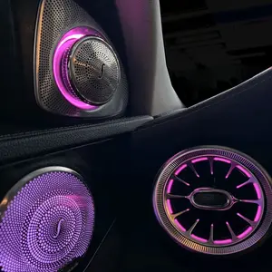 Full Set X253 W205 Ambient Light Accessories Rotary Tweeter Luminous Turbine Vent Car Door Speaker Cover For Benz C/GLC-Class