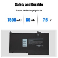 Batterie d'ordinateur portable de remplacement 60wh F3YGT pour Dell Latitude 7290/7280 E7490/E7480 E7380/E7390 2X39G/0F3YGT/0DM3WC Notebook 5200mah