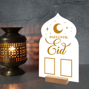 Eid segno di conto alla rovescia in legno Base arco a forma di bordo con <span class=keywords><strong>luna</strong></span> mezzaluna d'oro stelle Design giorni fino a quando Eid Display Muslim Festival - Product Image 6