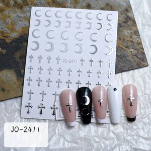 Pegatinas de <span class=keywords><strong>Uñas</strong></span> con Diseño de Corazón Hueco Plateado Láser, Estrellas <span class=keywords><strong>y</strong></span> Luna, Adhesivos Metálicos 3D para <span class=keywords><strong>Uñas</strong></span>, Decoración Celestial para Manicura - Product Image 6