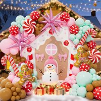 Guirnalda de Globos de Látex Navideños en Forma de Arco, Serie Rojo, Verde, Blanco, Plateado y Rosa, Globos de Papel de Aluminio con Forma de Bastón de Caramelo, Decoración para Fiestas Navideñas