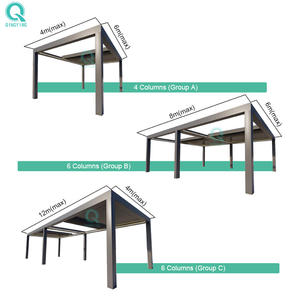 Pérgola de aluminio QINGYING <span class=keywords><strong>con</strong></span> techo retráctil eléctrico tipo lamas - Product Image 4
