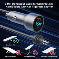 Chargeur de voiture Starlink Mini, câble d'alimentation CC, allume-cigare 12V-24V avec affichage numérique, avec USB-C 30W, USB-A 350 ports