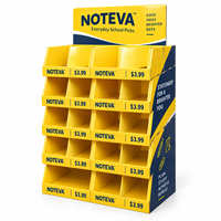 Présentoir de sol modulaire en carton avec plateaux PDQ amovibles, présentoir de vente au détail multi-compartiments pour papeterie et fournitures scolaires