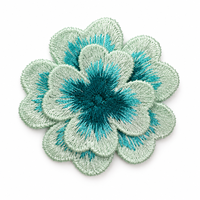 Applique brodée 3D trèfle à quatre feuilles menthe, fleur en dentelle soluble dans l'eau à coudre pour vêtements, robes, sacs et projets DIY