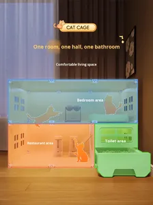 PP Malzemeden Monte Edilmiş Kedi Dolabı Villa Ev Tipi Kapalı Kedi Yuvası Kafesi Serbest Alanlı Tuvalet Entegre Tek Oda Tek Yaşam Alanı - Product Image 3