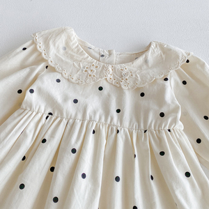 Hongbo jupes décontractées personnalisées pour bébés filles imprimé à pois col claudine robes à manches évêque pour filles de 2 à 12 ans - Product Image 4