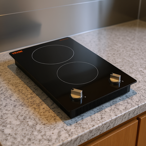 Placa de Inducción Vevor de 2 Quemadores, 1800W, Control por Perillas, Portátil, Superficie de Vidrio Eléctrica para Cocinar en la Encimera - Product Image 2