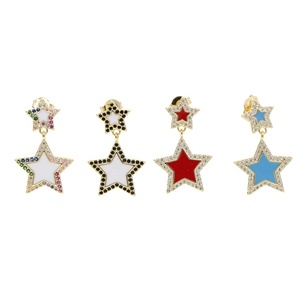 Pendiente de estrella de colores, pendientes de estrellas colgantes con esmalte colorido, rojo, negro, blanco, arcoíris, regalo de Navidad, promoción - Product Image 1