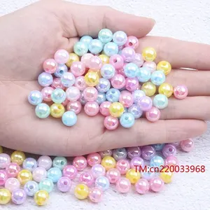 6/8/10Mm Ab Kleur Losse Parels Abs Imitatie Ronde Parel Kralen Met Gat Plastic Acryl Spacer Kraal Voor Diy Sieraden Maken