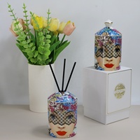 Bouteille diffuseur à roseaux en céramique vide personnalisable, récipient de luxe pour bougies et diffuseurs d'arômes, sans alcool, sans BPA, avec rotin noir