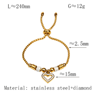 Trendy Fashion Women's Anniversary Gift Stainless Steel <strong>Bracelet</strong> with Heart Shaped Pendant <strong>Zipper</strong> Adjustable Size - Product Image 5