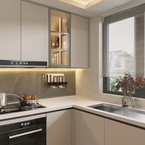 Armoires de cuisine haut de gamme SANTOPOVA, style design européen, unités murales en verre avec électroménager intégré - Product Image 1