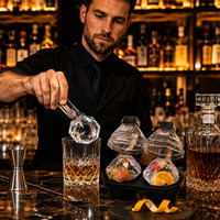 Moule à glaçons en silicone de qualité alimentaire à 2 cavités avec couvercle hermétique, bac à glaçons anti-odeur et anti-fuite avec conception de démoulage facile pour bar à domicile