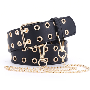 DFWB105 Customized Women Girls Fashion Lady Waist <b>Belts</b> With Hook <b>Chain</b> Golden Color Trim Metal Buckle - Product Image 4