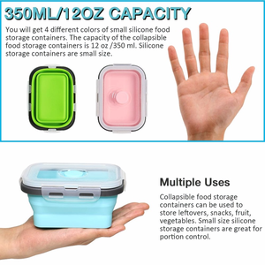 Rectangle 4 ensembles de boîtes à <span class=keywords><strong>lunch</strong></span> en silicone durables pour enfants boîte à <span class=keywords><strong>lunch</strong></span> étanche conteneur alimentaire pliable <span class=keywords><strong>grande</strong></span> boîte à <span class=keywords><strong>lunch</strong></span> pour les enfants - Product Image 5