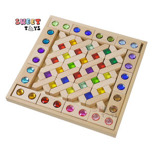 Ensemble sensoriel Montessori, blocs empilables en <span class=keywords><strong>bois</strong></span> pour bébé, jouet château avec <span class=keywords><strong>cube</strong></span> transparent pour enfants - Product Image 1