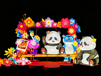 Installations de lanternes LED en soie motif Panda chinois pour Diwali, célébrations de remise des diplômes, zones scéniques, quartiers commerciaux - Couleurs personnalisées