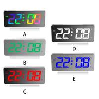 Reloj Despertador Digital LED con Pantalla y Espejo Regulable para Dormitorio Infantil, con Indicador de Temperatura, Decoración Electrónica para el Hogar, Iluminación Blanca, Grande