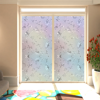 RNPT Vintage Blumen-Regenbogen-Fensterfolie Statisch Haftende Sichtschutz- und Dekorative Irisierende Glasaufkleber für Zuhause