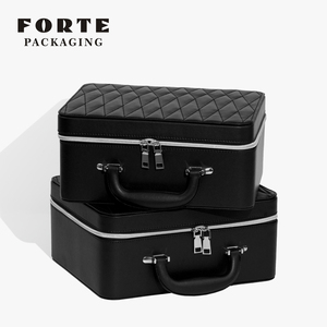 FORTE LOW Price Leather Microfiber Velvet Lining Zipper Closure Orange/Black Customizable 28x23x12cm <b>Watch</b> Bangle Jewelry Box - Product Image 6