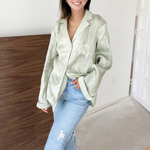 Expédition rapide 2020 Vert Cranté Blouse À Manches Longues À Col <span class=keywords><strong>Ample</strong></span> Dames <span class=keywords><strong>Pantalon</strong></span> 2 Pièces Costume Deux Pièces ensembles - Product Image 3