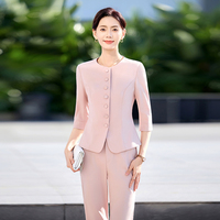 Nouvelle Collection Printemps-Été 2025 : Tailleur Professionnel Haut de Gamme pour Femme avec Manches Courtes – Robe de Travail Chic