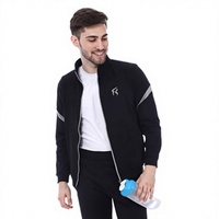 Blouson bomber noir zippé pour homme, sportif, en polaire légère, coupe classique, en polyester, style streetwear, idéal pour le printemps