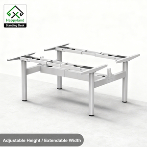 4DF3 Ergonomic Adjustable Height <strong>Desk</strong> 4 <strong>Round</strong> Shape Legs Writing Table Frame Height Adjustable with Cable Tray and Screen Clamp - Product Image 1