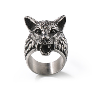 Hot Selling Herren Edelstahl Viking <span class=keywords><strong>Wolf</strong></span> Head Tierring - Product Image 4
