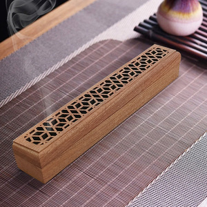 Solid Wood <b>Incense</b> Burner Sandalwood 236mmx36mmx27mm Engraved Hand Made Chinese Classic Style Agarwood <b>Incense</b> <b>Holder</b> - Product Image 2