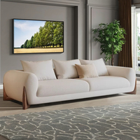 Moderno Conjunto de Sofá de Tres Plazas de Tela Italiana, Diseño Cómodo para Sala de Estar, Relleno de Espuma, Materiales de Madera para Apartamentos y Villas