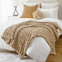 Plaid en fausse fourrure double face réversible, ultra doux, moelleux et chaud, pour canapé, lit, salon
