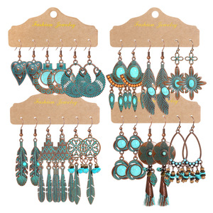 Fashion Jewelry Bohemian <b>Drop</b> Earrings Alloy Antique <b>Bronze</b> Plated Turquoise Women's Party Jewelry - Product Image 5
