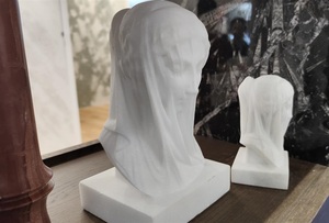 <span class=keywords><strong>Statue</strong></span> de buste de femme voilée en <span class=keywords><strong>marbre</strong></span> sculpté à la main, élégante et blanche, en pierre naturelle - Product Image 2