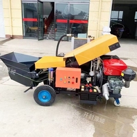 Pompe à béton électrique diesel sur remorque, machine portable de transfert de béton pour travaux de coulage de fondations de maisons rurales