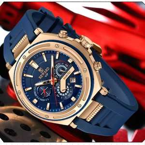 REWARD Reloj de Lujo para Hombre de Negocios, Venta al por Mayor, Correa de Silicona Flexible, Logotipo Personalizado, Cronógrafo, Puntero, Caja Grande de 48 mm, Reloj de Cuarzo de Moda - Product Image 1