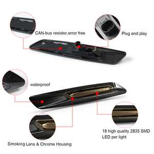Fumer lentille noir logement dynamique a mené le feu de position latéral pour <span class=keywords><strong>BMW</strong></span> <span class=keywords><strong>E90</strong></span> E91 E92 E93 E60 E61E84 E83 - Product Image 2