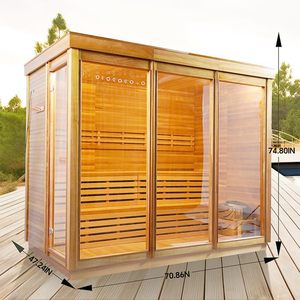 Sauna traditionnel canadien en cèdre pour 2 à 4 personnes, sauna à vapeur d'extérieur en coin avec poêle de chauffage interne TOULE 220V/6 KW - Product Image 3
