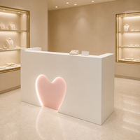 Comptoir de caisse personnalisé avec éclairage LED, bureau de caisse pour le commerce de détail, durable, facile à nettoyer, mobilier de réception pour magasin