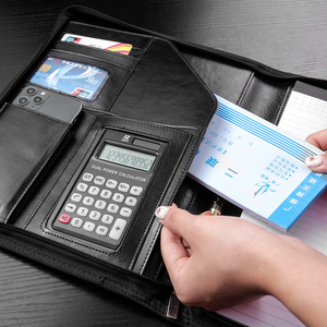 Kim loại clipboard điện thoại Pouch thư mục tập tin PU da danh mục đầu tư chuyên nghiệp phỏng vấn Pad <span class=keywords><strong>Folio</strong></span> với máy tính và Memo - Product Image 3