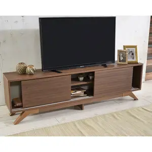 Desain Modern Kabinet Tv Kayu dengan Lemari Kaca untuk Pembagi Furnitur Ruang Tamu Kabinet TV Nordik
